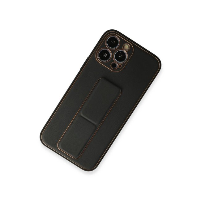 İphone 13 Pro Kılıf Coco Deri Standlı Kapak - Siyah