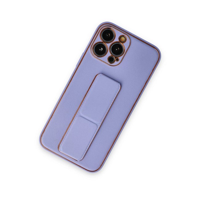 İphone 13 Pro Kılıf Coco Deri Standlı Kapak - Koyu Lila