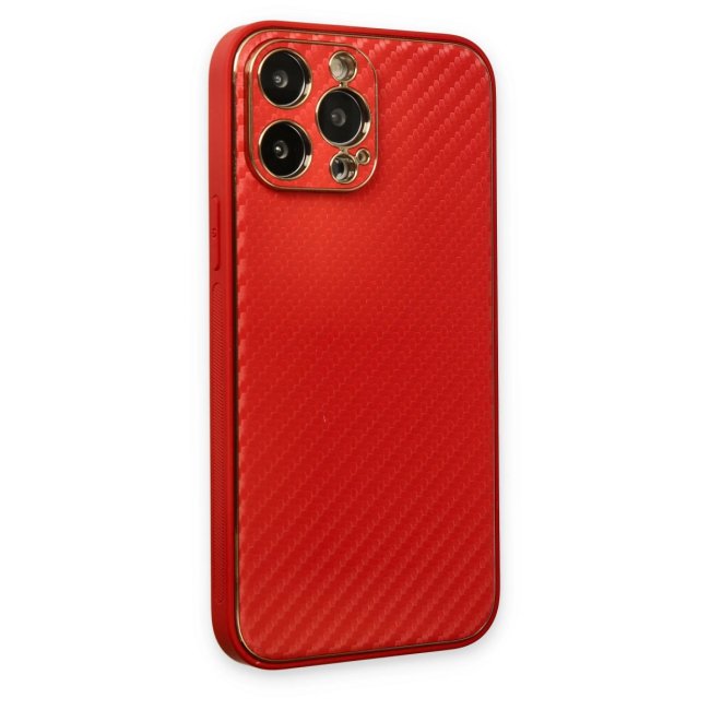İphone 13 Pro Kılıf Coco Karbon Silikon - Kırmızı