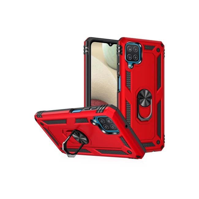 Samsung Galaxy A22 Kılıf Sofya Yüzüklü Silikon Kapak - Kırmızı