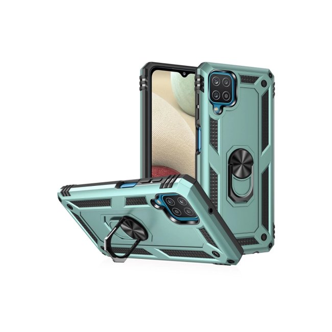 Samsung Galaxy A22 Kılıf Sofya Yüzüklü Silikon Kapak - Yeşil