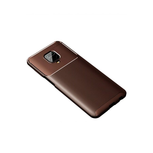 Xiaomi Redmi Note 9 Pro Kılıf Auto Focus Karbon Kapak - Kahverengi