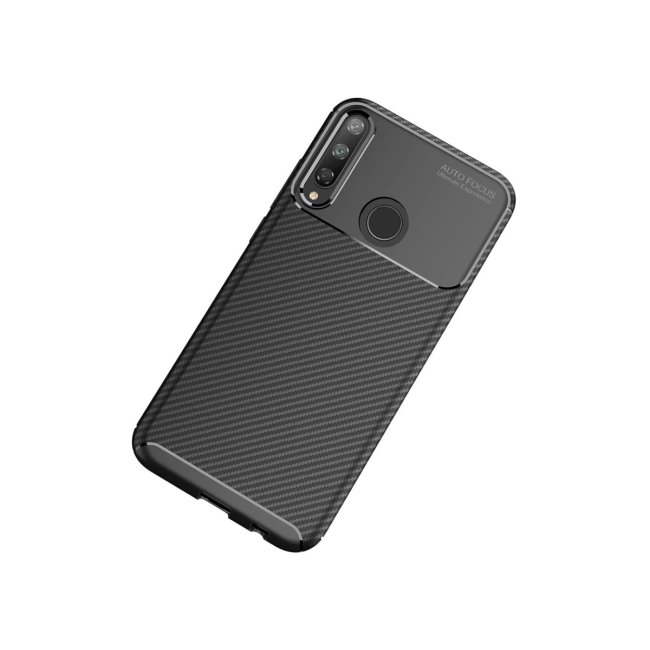 Huawei P40 Lite E Kılıf Auto Focus Karbon Kapak - Siyah