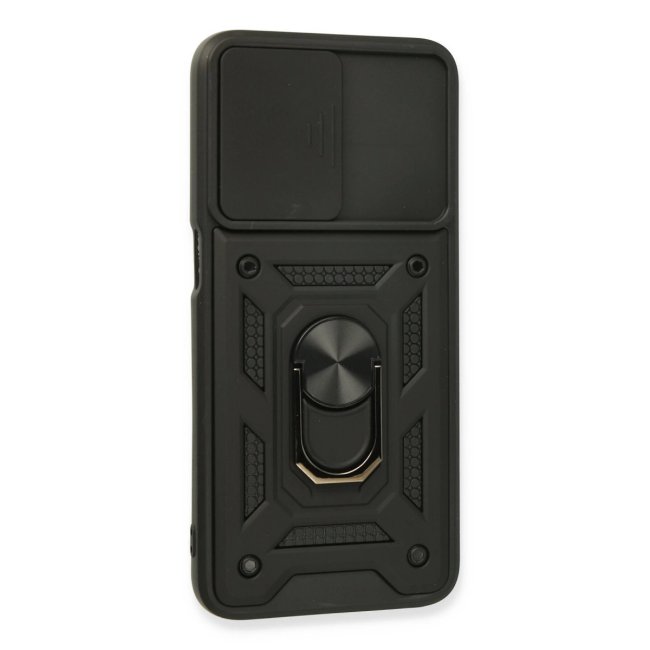 Oppo A16 Kılıf Pars Lens Yüzüklü Silikon - Siyah