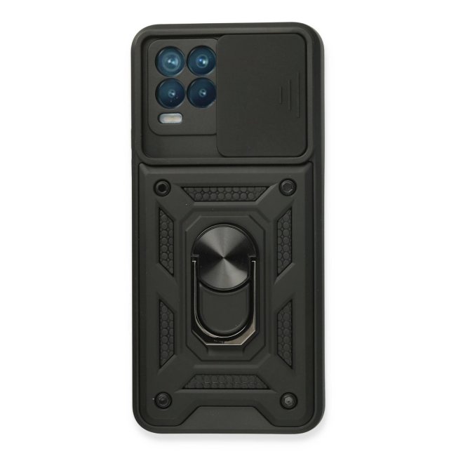 Realme 8 Kılıf Pars Lens Yüzüklü Silikon - Siyah