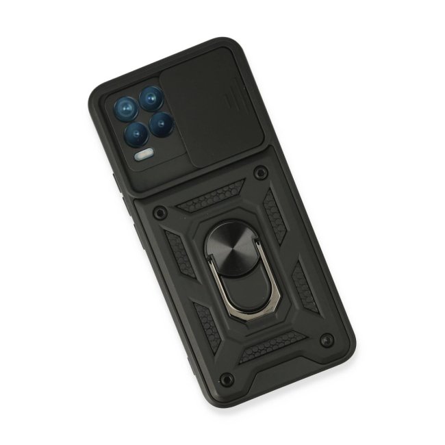 Realme 8 Kılıf Pars Lens Yüzüklü Silikon - Siyah