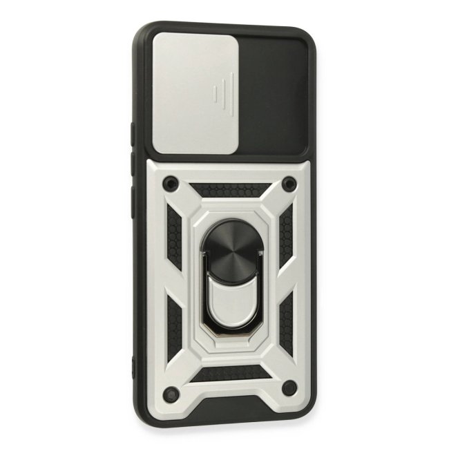 Realme 8 Kılıf Pars Lens Yüzüklü Silikon - Gümüş