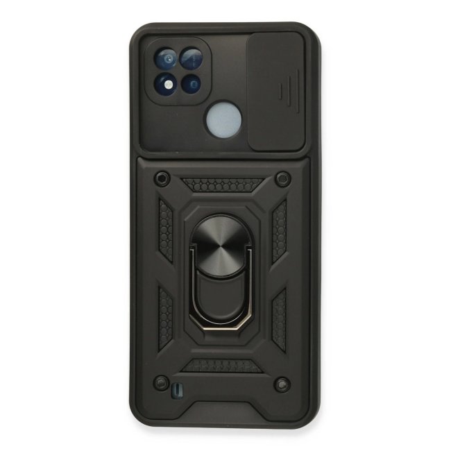 Realme C11 2021 Kılıf Pars Lens Yüzüklü Silikon - Siyah