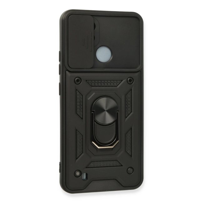 Realme C11 2021 Kılıf Pars Lens Yüzüklü Silikon - Siyah