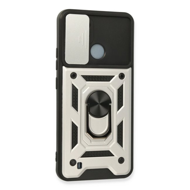 Realme C11 2021 Kılıf Pars Lens Yüzüklü Silikon - Gümüş