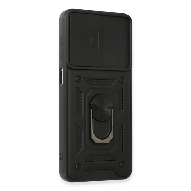 Samsung Galaxy A22 Kılıf Pars Lens Yüzüklü Silikon - Siyah