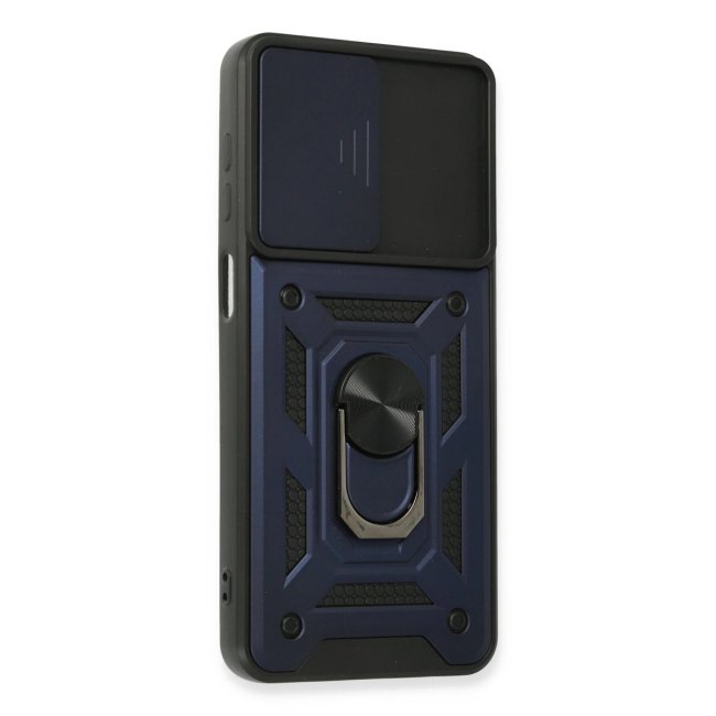 Samsung Galaxy A22 Kılıf Pars Lens Yüzüklü Silikon - Lacivert