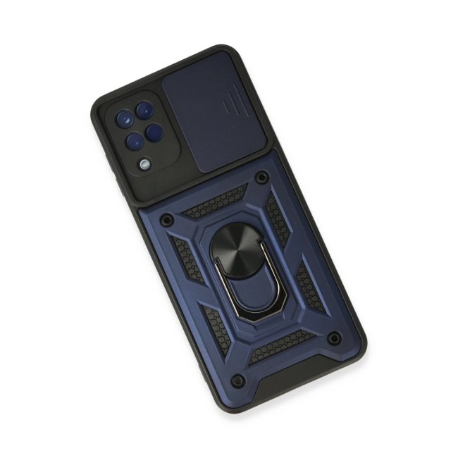 Samsung Galaxy A22 Kılıf Pars Lens Yüzüklü Silikon - Lacivert