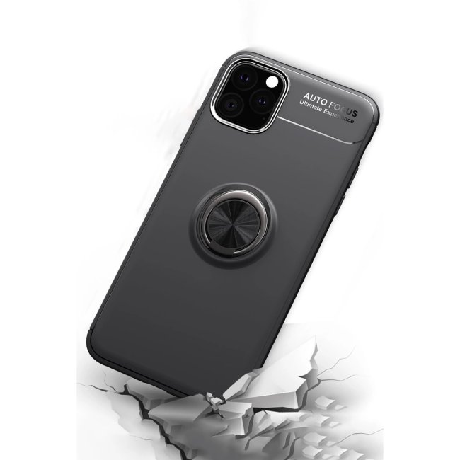 İphone 11 Pro Max Kılıf Range Yüzüklü Silikon - Siyah-mavi