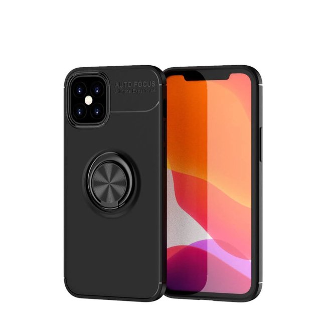 İphone 12 Mini Kılıf Range Yüzüklü Silikon - Siyah