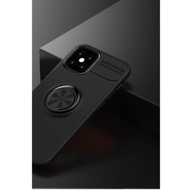 İphone 12 Mini Kılıf Range Yüzüklü Silikon - Siyah