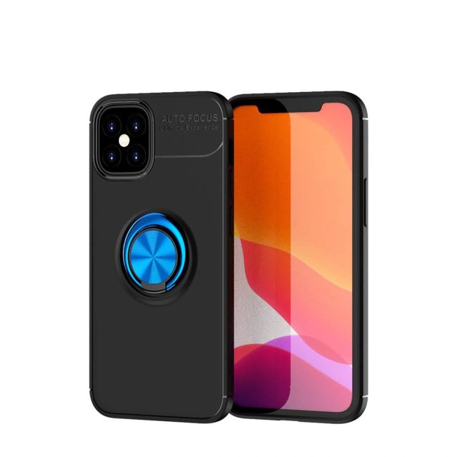 İphone 12 Mini Kılıf Range Yüzüklü Silikon - Siyah-mavi