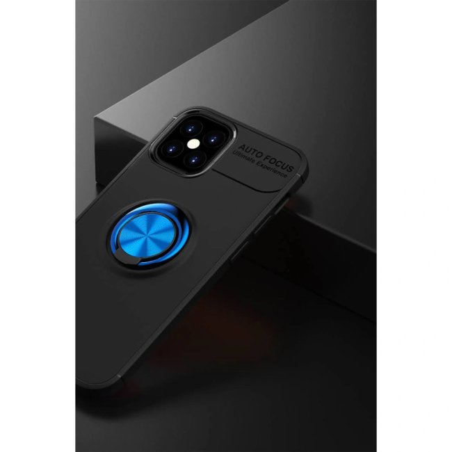 İphone 12 Mini Kılıf Range Yüzüklü Silikon - Siyah-mavi