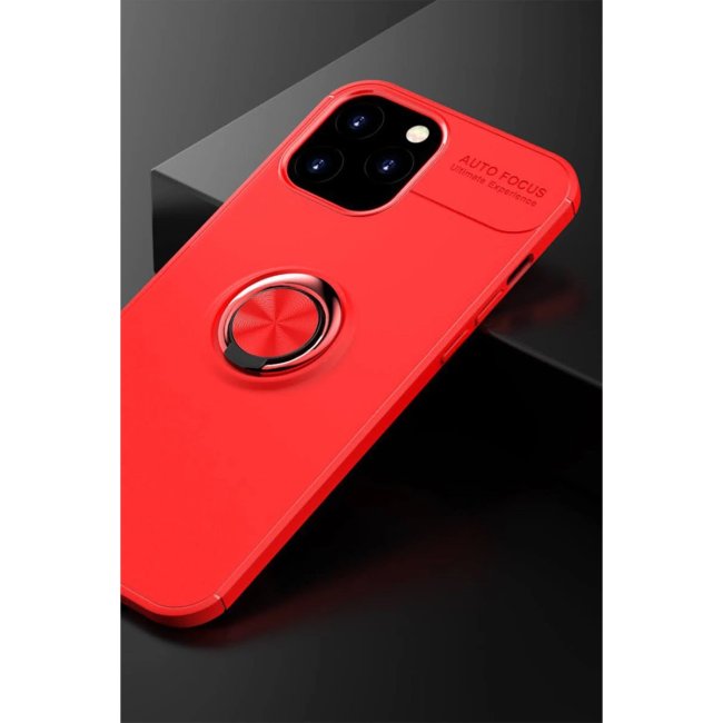 İphone 12 Pro Max Kılıf Range Yüzüklü Silikon - Kırmızı