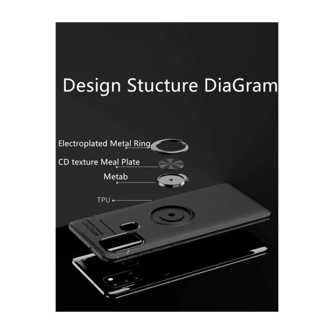 Samsung Galaxy M31 Kılıf Range Yüzüklü Silikon - Siyah-gold