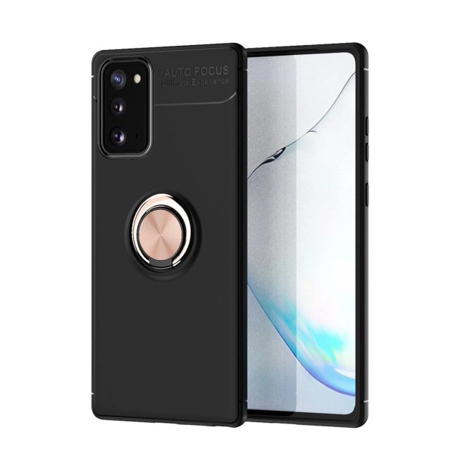 Samsung Galaxy Note 20 Kılıf Range Yüzüklü Silikon - Siyah-gold