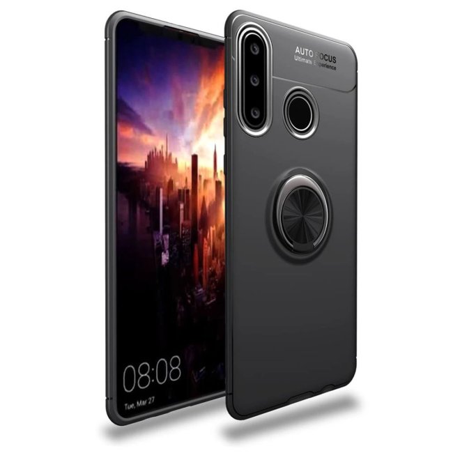 Huawei Y6p Kılıf Range Yüzüklü Silikon - Siyah