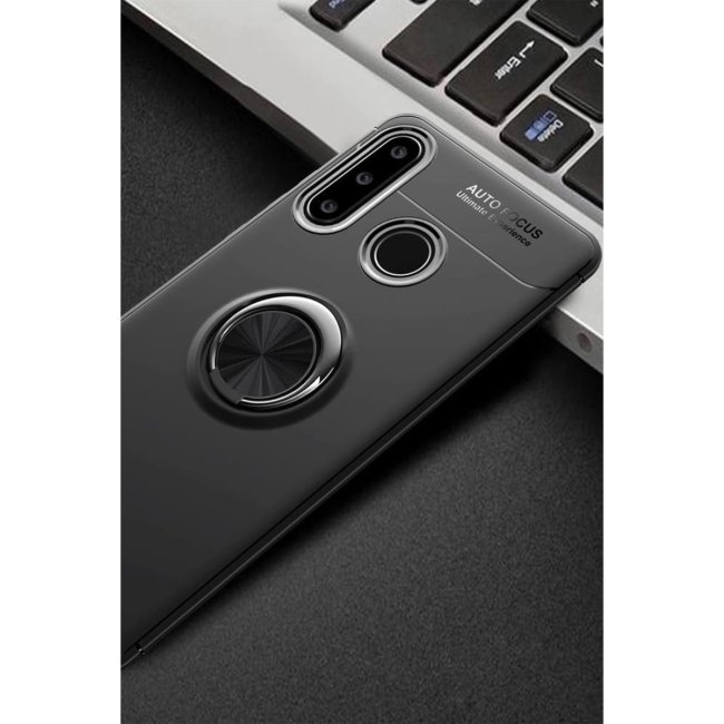 Huawei Y6p Kılıf Range Yüzüklü Silikon - Siyah