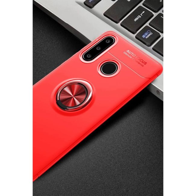 Huawei Y6p Kılıf Range Yüzüklü Silikon - Kırmızı