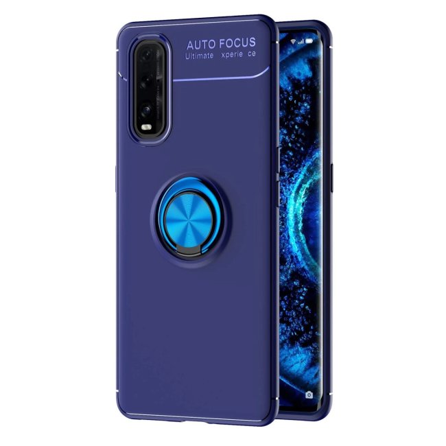 Oppo Find X2 Kılıf Range Yüzüklü Silikon - Mavi