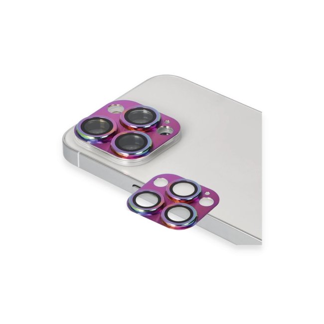 İphone 13 Pro Max Pers Alüminyum Kamera Lens - Rainbow