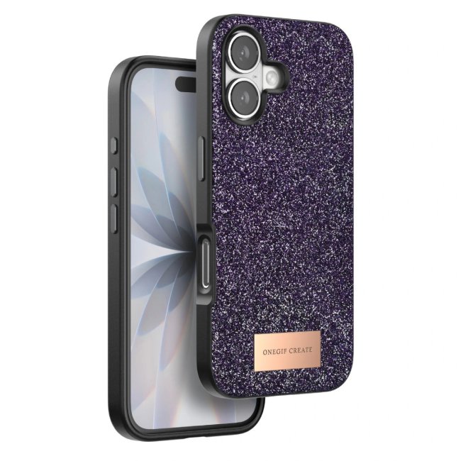 Onegif Apple İphone 17 Bright Simli Kapak - Derin Mor