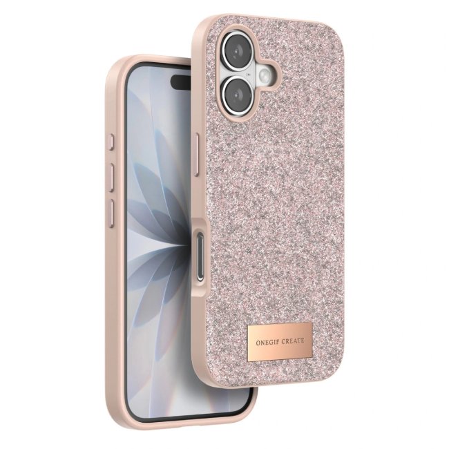 Onegif Apple İphone 17 Bright Simli Kapak - Pembe