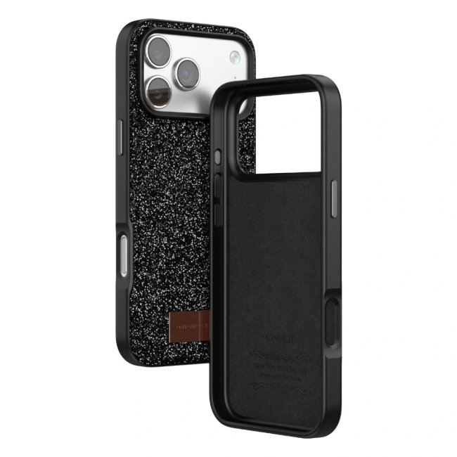 Onegif Apple İphone 17 Pro Bright Simli Kapak - Siyah