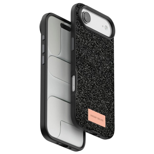 Onegif Apple İphone 17 Air Bright Simli Kapak - Siyah