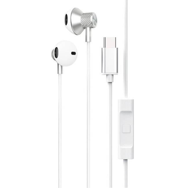 Ls-730 1.2m İphone 15 Serisi İle Uyumlu Type-c Kablolu Kulaklık - Gümüş