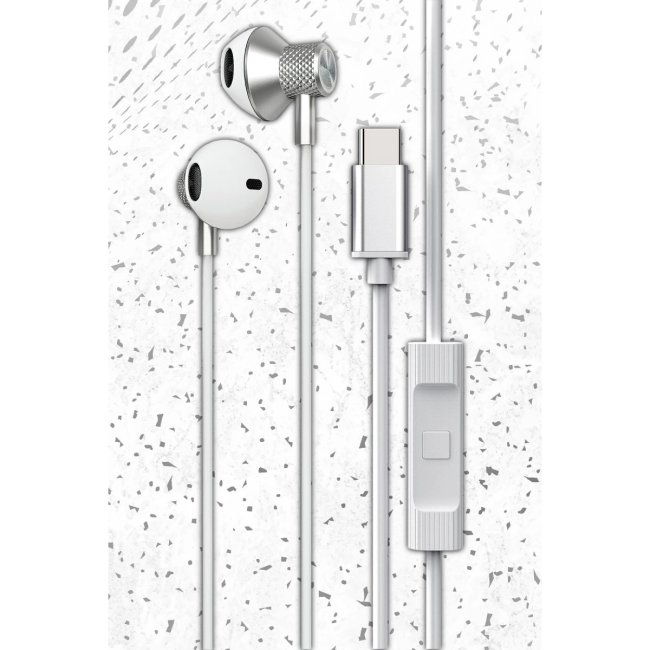 Ls-730 1.2m İphone 15 Serisi İle Uyumlu Type-c Kablolu Kulaklık - Gümüş