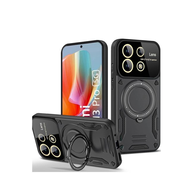 Xiaomi Redmi Note 13 Pro 5g Kılıf Joy Lens Standlı Kapak - Siyah