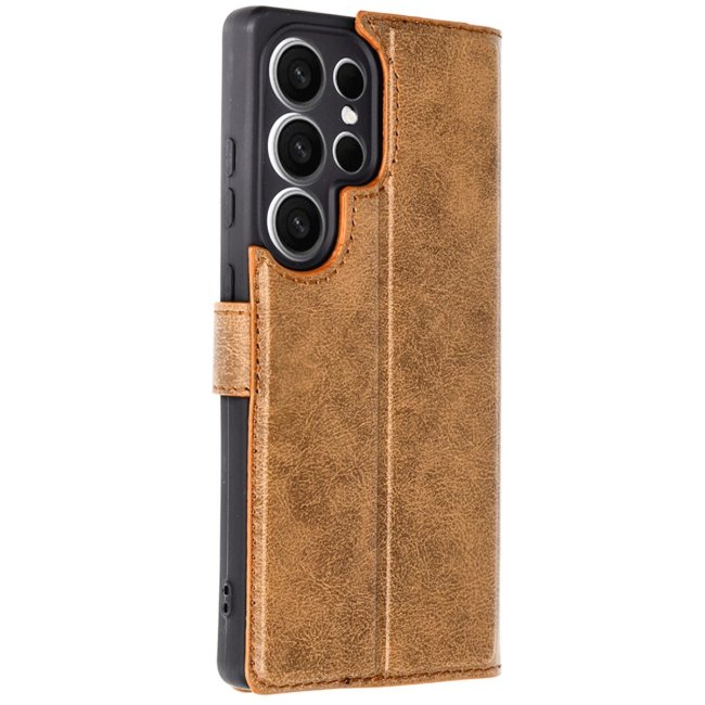 Samsung Galaxy S25 Ultra Kılıf Trend S Plus Kapaklı Kılıf - Taba