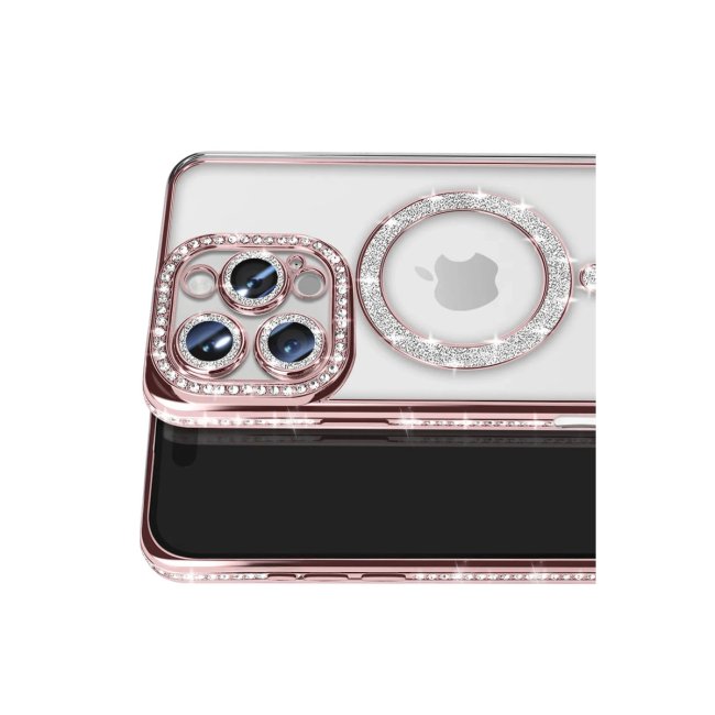 İphone 16 Pro Max Kılıf Joke Simli Magneticsafe Kılıf - Pembe