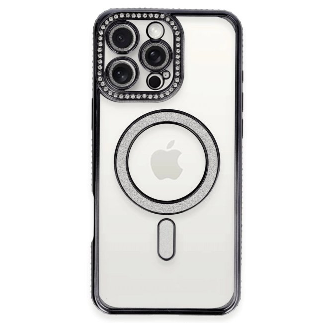 İphone 16 Pro Max Kılıf Joke Simli Magneticsafe Kılıf - Gri